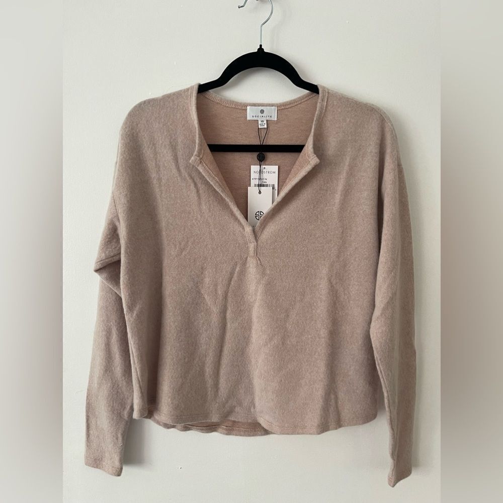 Socialite Split Neck Fleece Top
